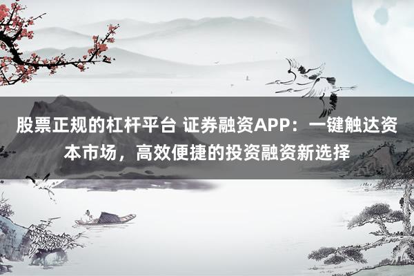 股票正规的杠杆平台 证券融资APP：一键触达资本市场，高效便捷的投资融资新选择