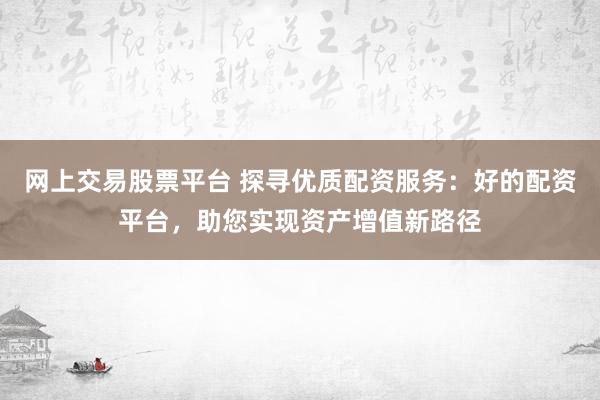 网上交易股票平台 探寻优质配资服务：好的配资平台，助您实现资产增值新路径
