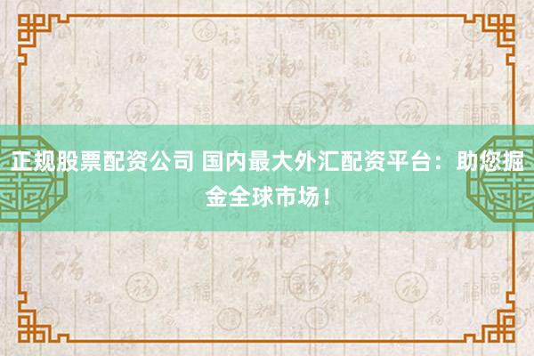 正规股票配资公司 国内最大外汇配资平台：助您掘金全球市场！