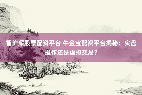 智沪深股票配资平台 牛金宝配资平台揭秘：实盘操作还是虚拟交易？