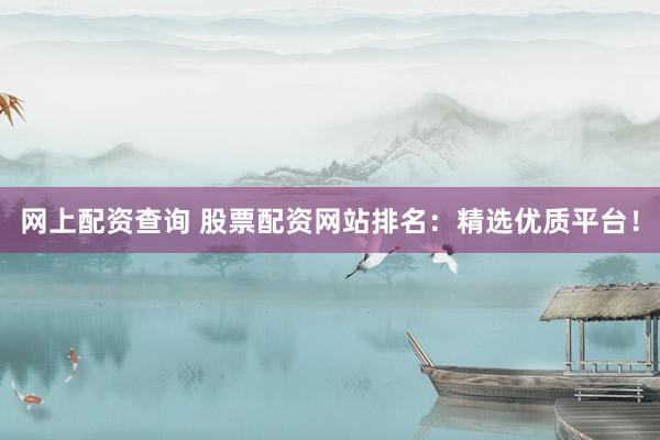 网上配资查询 股票配资网站排名：精选优质平台！
