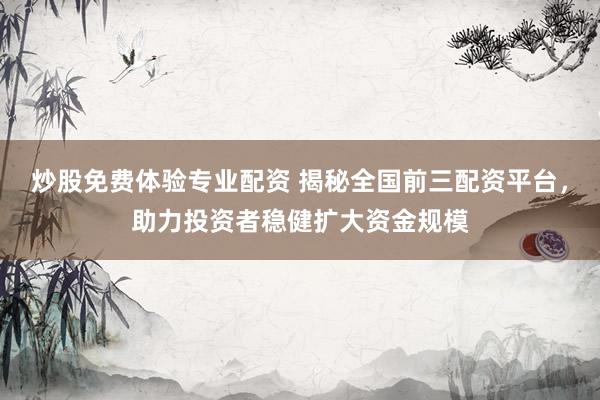 炒股免费体验专业配资 揭秘全国前三配资平台，助力投资者稳健扩大资金规模