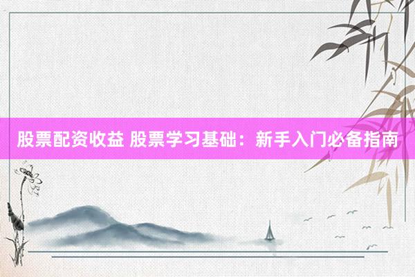 股票配资收益 股票学习基础：新手入门必备指南