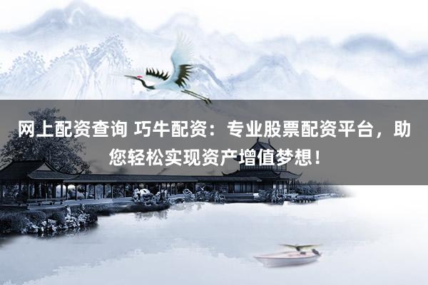 网上配资查询 巧牛配资:专业股票配资平台,助您轻松实现资产增值梦想!