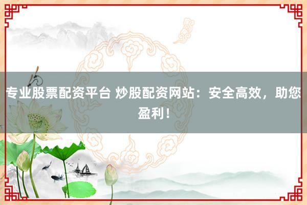 专业股票配资平台 炒股配资网站:安全高效,助您盈利!