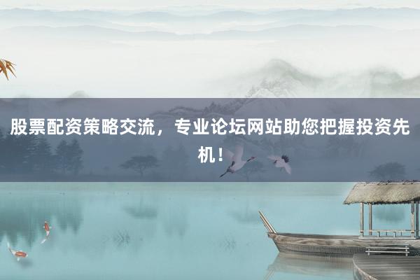 股票配资策略交流，专业论坛网站助您把握投资先机！