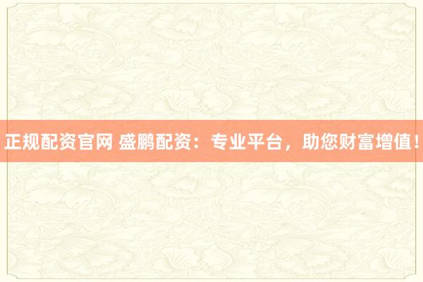 正规配资官网 盛鹏配资：专业平台，助您财富增值！